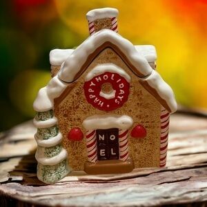 Gingerbread House Cookie Jar Vintage Christmas Ceramic
